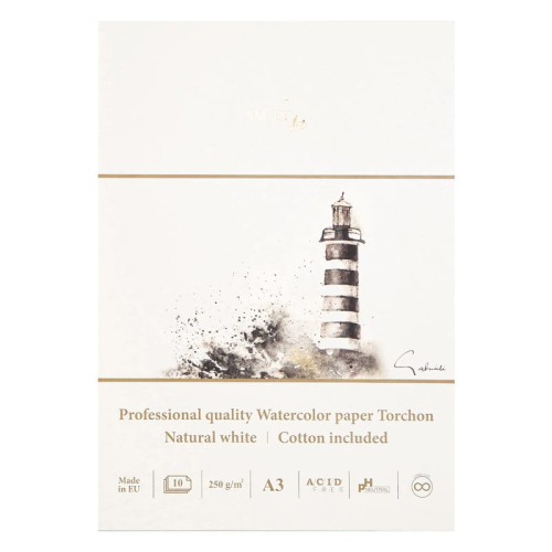 Blok do akwareli SMLT Professional Art Watercolor Torchon  - A3, 250g, 10 ark.