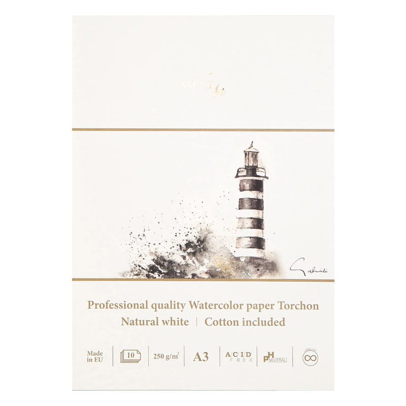 Blok do akwareli SMLT Professional Art Watercolor Torchon - A3, 250g, 10 ark. 01