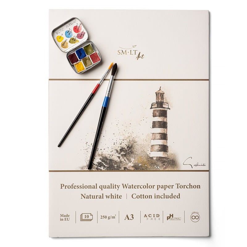 Blok do akwareli SMLT Professional Art Watercolor Torchon - A3, 250g, 10 ark. 02