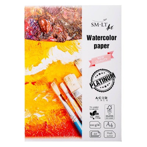 Papier do akwareli SMLTArt Watercolor Platinium 220g, A4, 20 ark. 