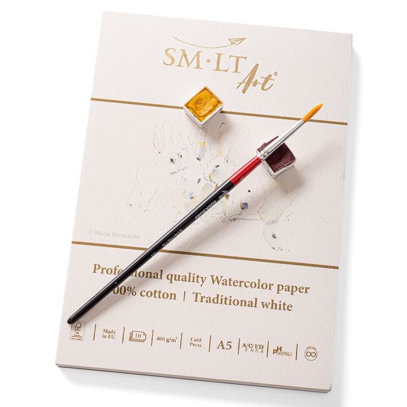 Blok do akwareli SMLT Professional Art Watercolor - A5, 400g, 10 ark., 100% bawełny 02