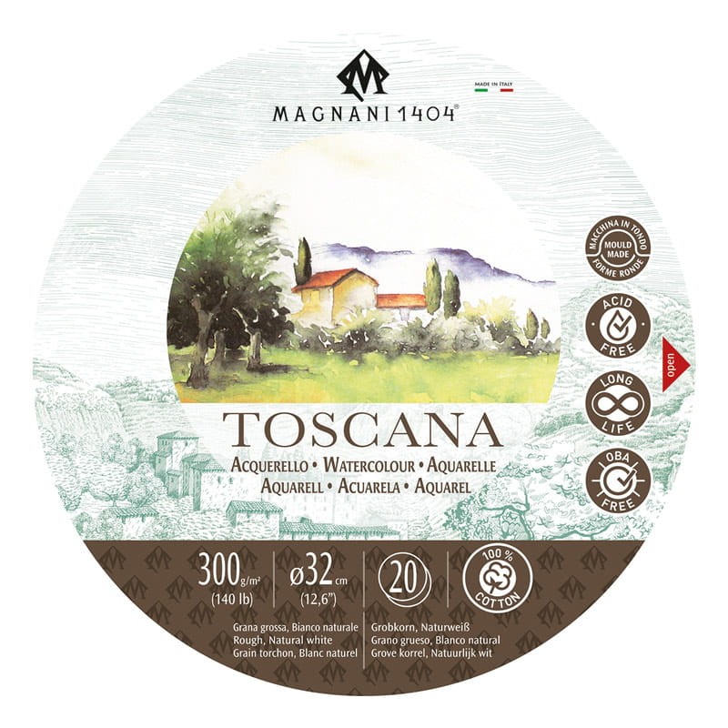 Blok do akwareli okrągły Magnani Toscana Rough 100% bawełny - 32 cm, 300 g, 20 ark