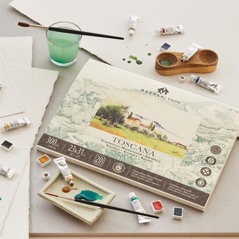 Blok do akwareli okrągły Magnani Toscana Rough 100% bawełny - 32 cm, 300 g, 20 ark