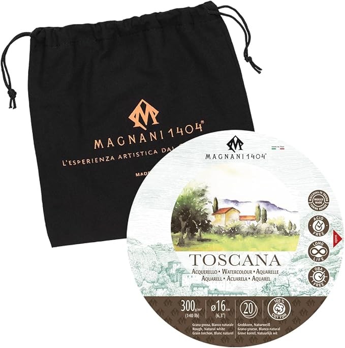 Blok do akwareli okrągły Magnani Toscana Rough 100% bawełny - 32 cm, 300 g, 20 ark