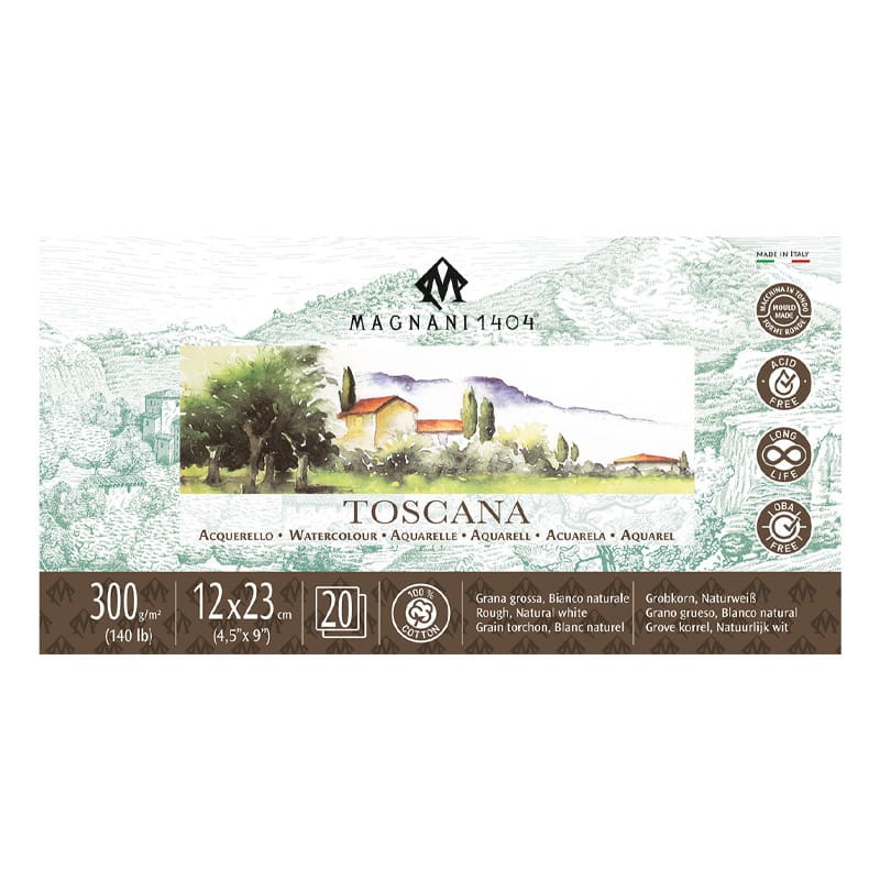 Blok do akwareli Toscana Magnani 300g Rough - 12 x 23 cm - 100% bawełna - 20ark.06