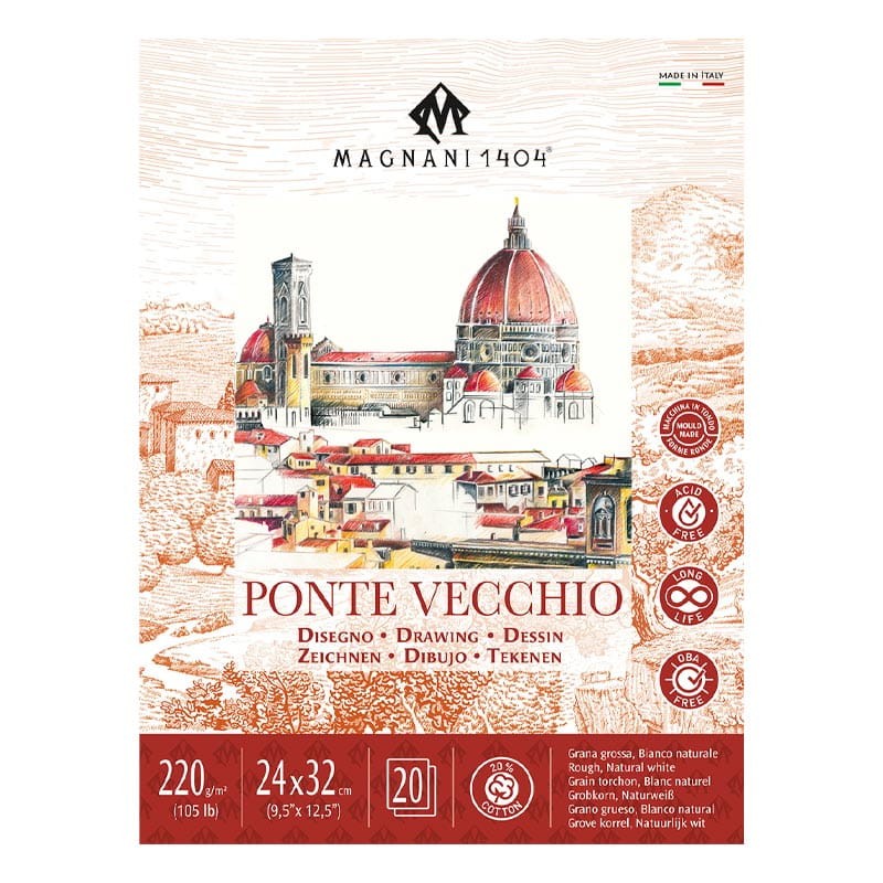 Blok do rysunku i malarstwa Magnani Ponte Vecchio - 24 x 32 cm, 220 g, 20 ark.01