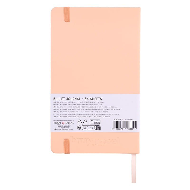 Bullet Journal Bruynzeel Peach - 13 x 21 cm, 140 g, 64 ark.
