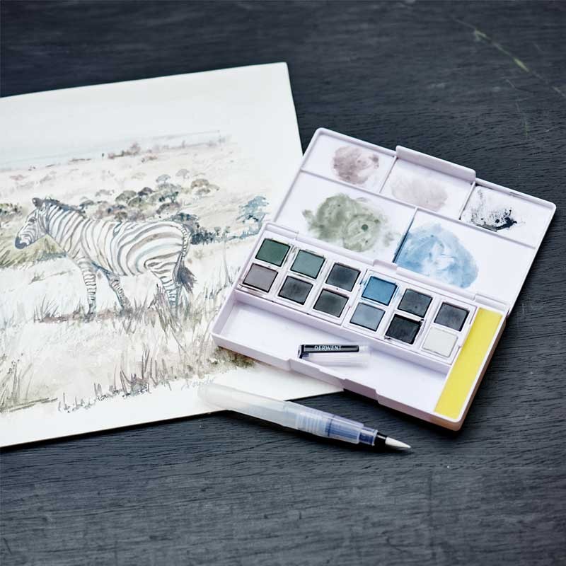 Farby akwarelowe Derwent Tinted Charcoal zestaw 12 szt. 04