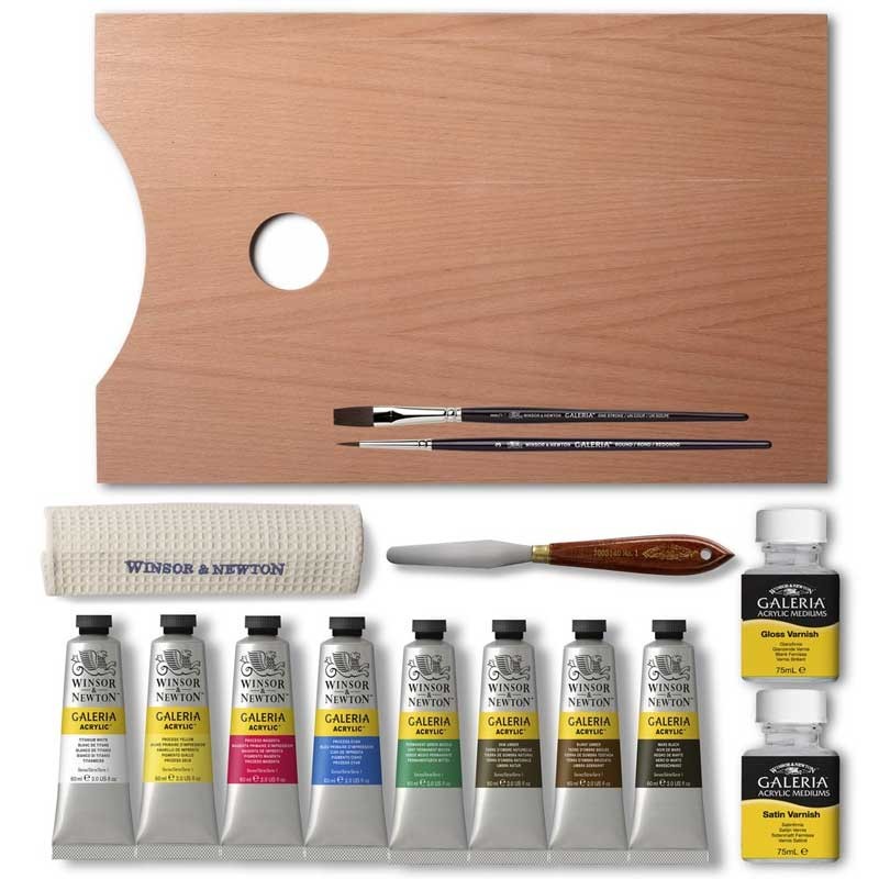 Farby akrylowe Winsor & Newton Galeria zestaw 8 x 60 ml Wooden Set w walizce 04