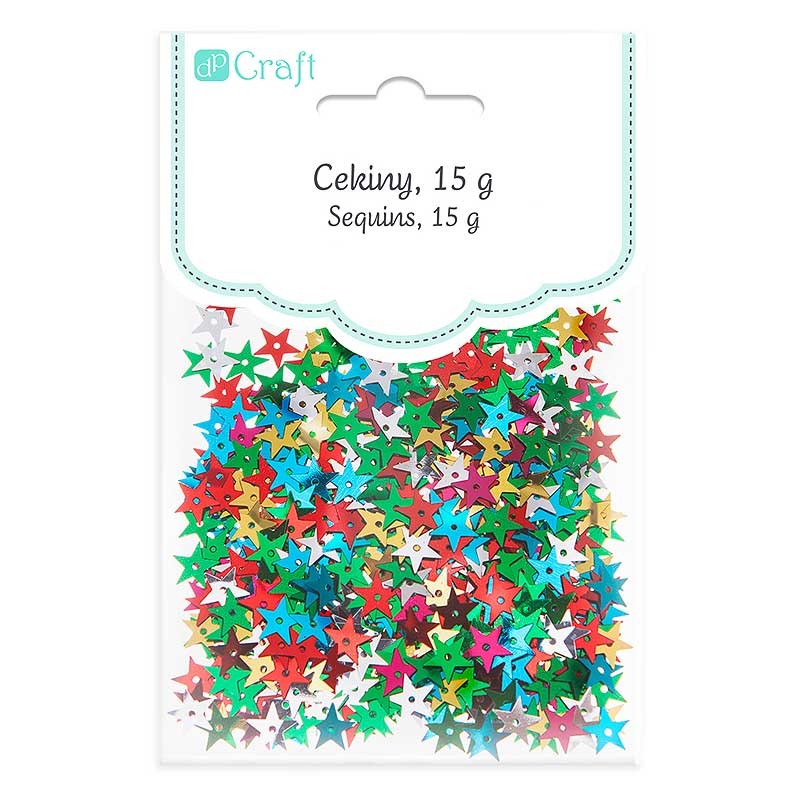 Cekiny dpCraft 15 g gwiazdki mix kolorów 01