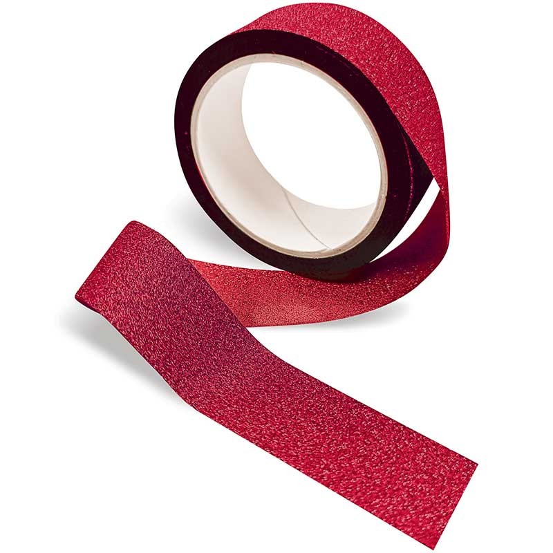 Taśma washi Hearts czerwony brokat 02