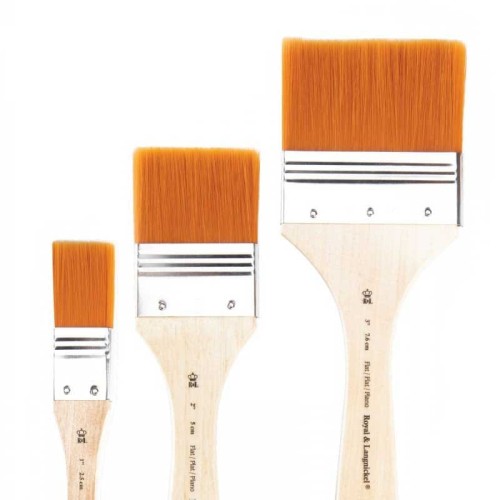 Pędzle syntetyczne Royal & Langnickel zestaw RART-140 - 3 szt.  szerokie płaskie pomarańczowy syntetyk