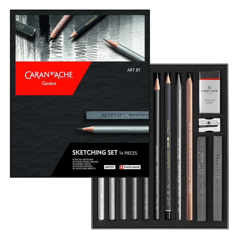 Zestaw-artystyczny-rysunkowy-Art-By-Caran-d'Ache-Sketching-Set-14-elementów-01