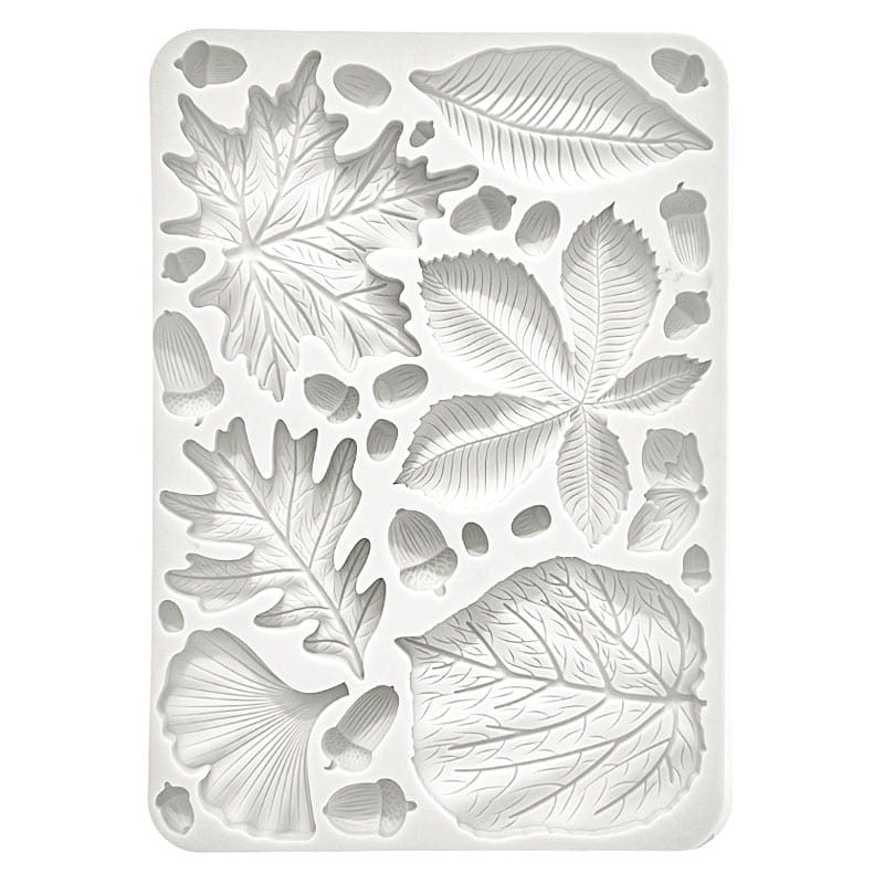 Foremka-silikonowa-Stamperia-A5-Forest-leaves-and-acorns