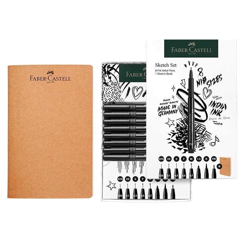 Pisaki Faber-Castell Pitt Artist zestaw 8 szt. + szkicownik 01