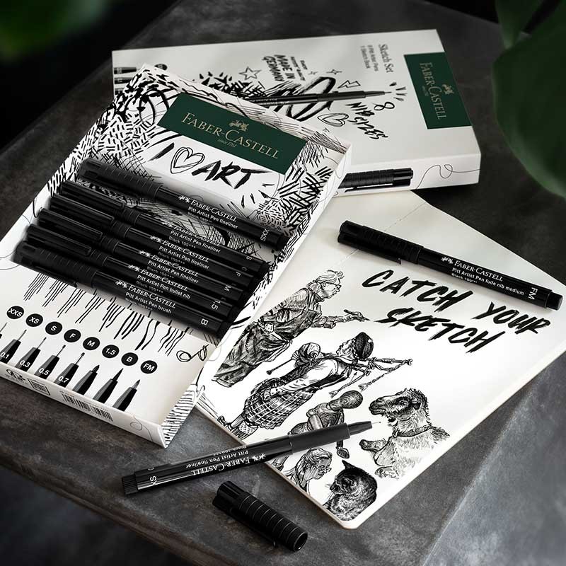 Pisaki Faber-Castell Pitt Artist zestaw 8 szt. + szkicownik 02