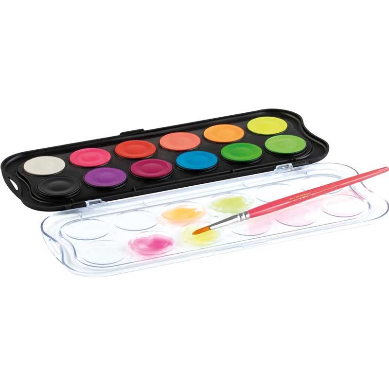 Akwarele Giotto zestaw 12 kolorów Fluo 03