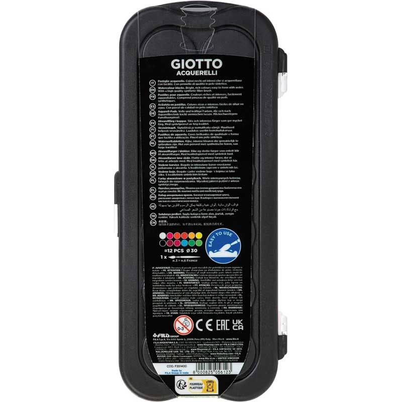 Akwarele Giotto zestaw 12 kolorów Fluo 04
