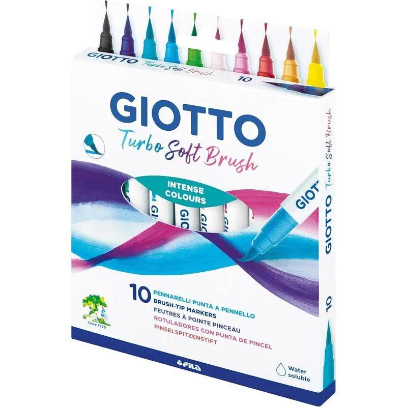 Markery pędzelkowe Giotto Turbo Soft Brush zestaw 10 kolorów Intense Colours 03