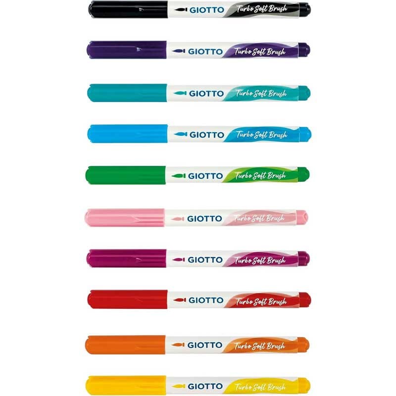 Markery pędzelkowe Giotto Turbo Soft Brush zestaw 10 kolorów Intense Colours 02