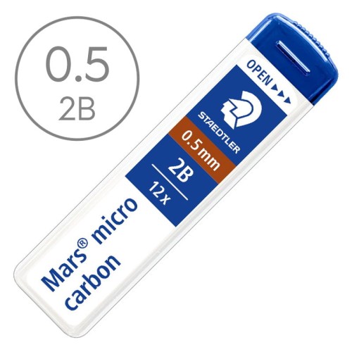 Wkłady grafitowe do ołówków Staedtler Mars micro - 0.5 mm, 2B