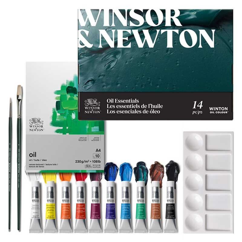 Farby olejne Winsor Newton Winton Cardboard set zestaw 10 x 12 ml + akcesoria 01