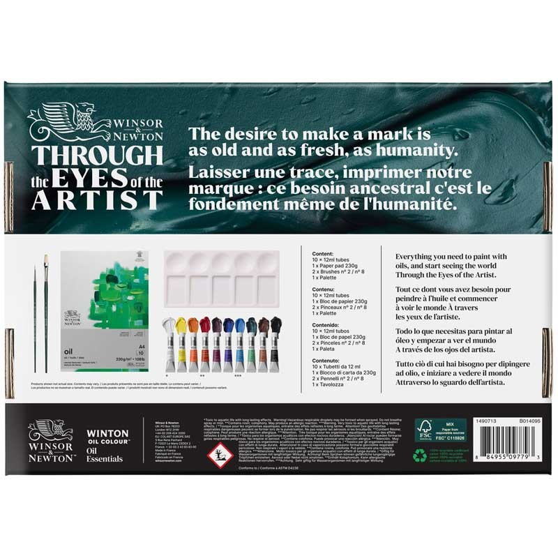 Farby olejne Winsor Newton Winton Cardboard set zestaw 10 x 12 ml + akcesoria 04