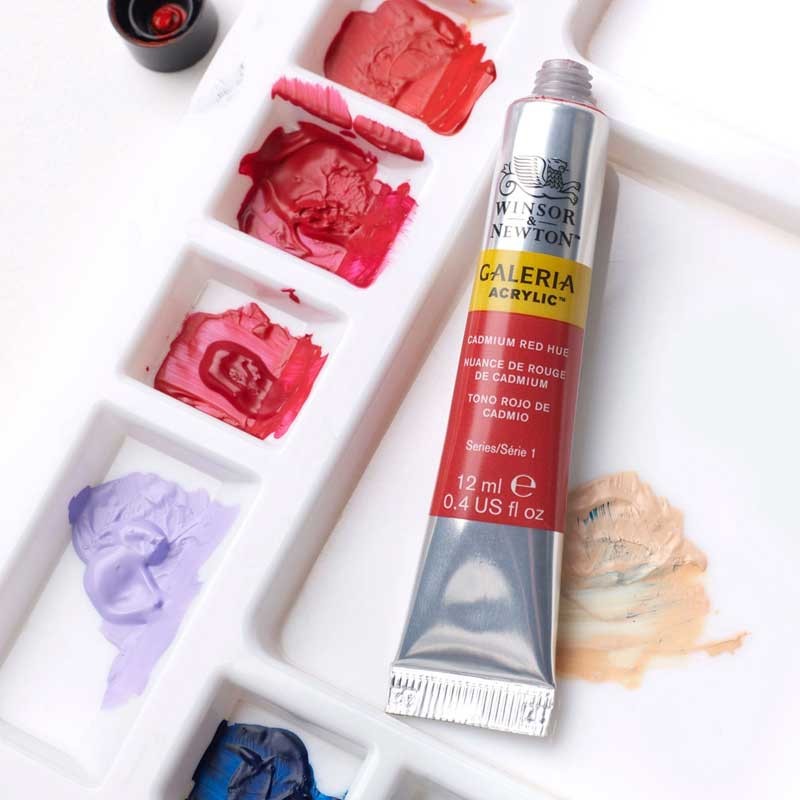 Farby akrylowe Winsor & Newton Galeria Cardboard set zestaw 10 x 12 ml + akcesoria 05