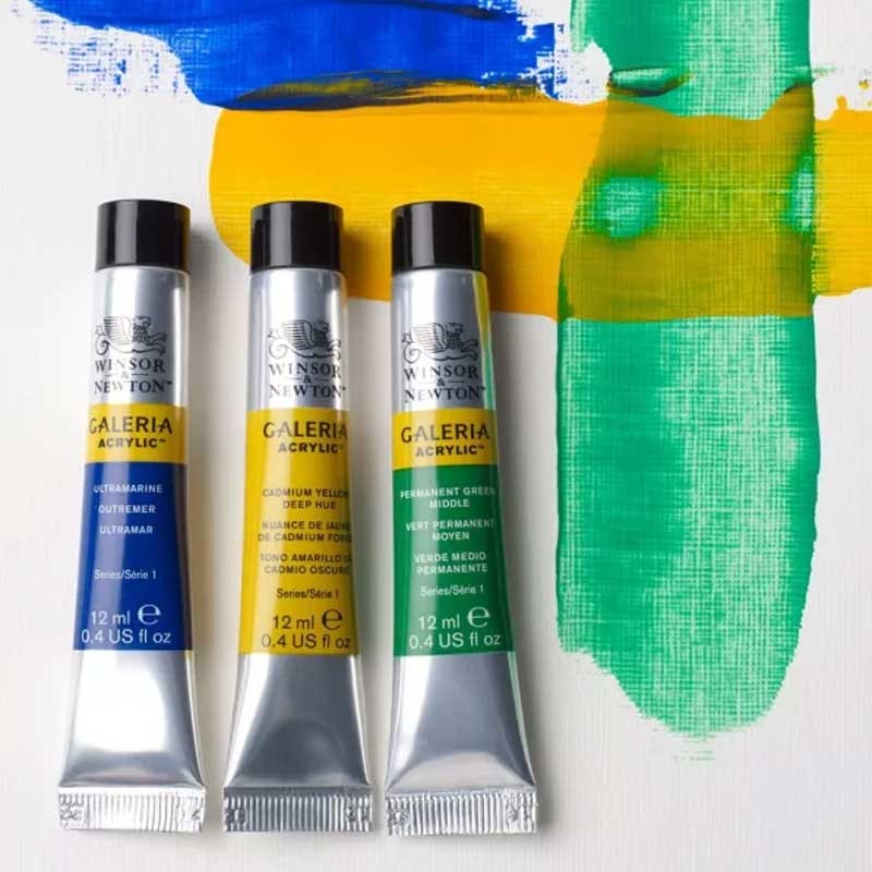 Farby akrylowe Winsor & Newton Galeria Cardboard set zestaw 10 x 12 ml + akcesoria 06