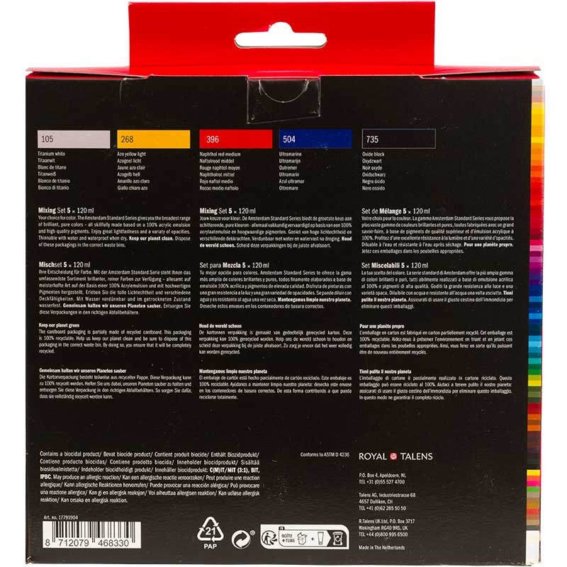 Zestaw farb akrylowych Amsterdam Mixing Set 5 x 120 ml