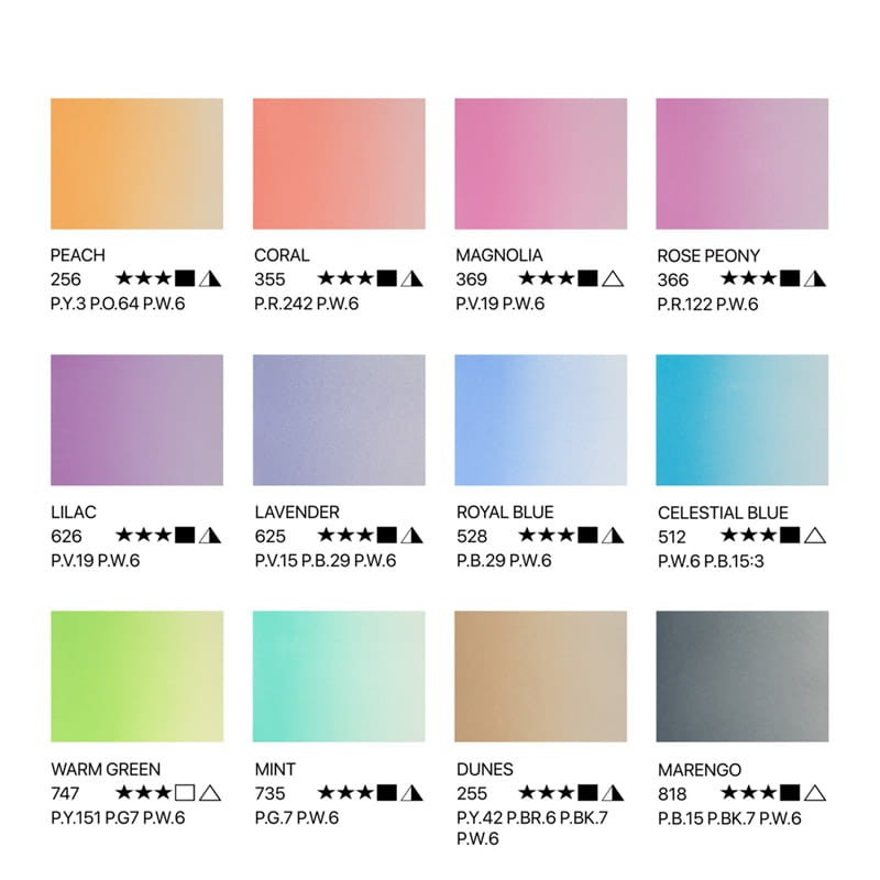 Akwarele Białe Noce w kostkach zestaw Pastel 12 szt. plastikowa kaseta 03