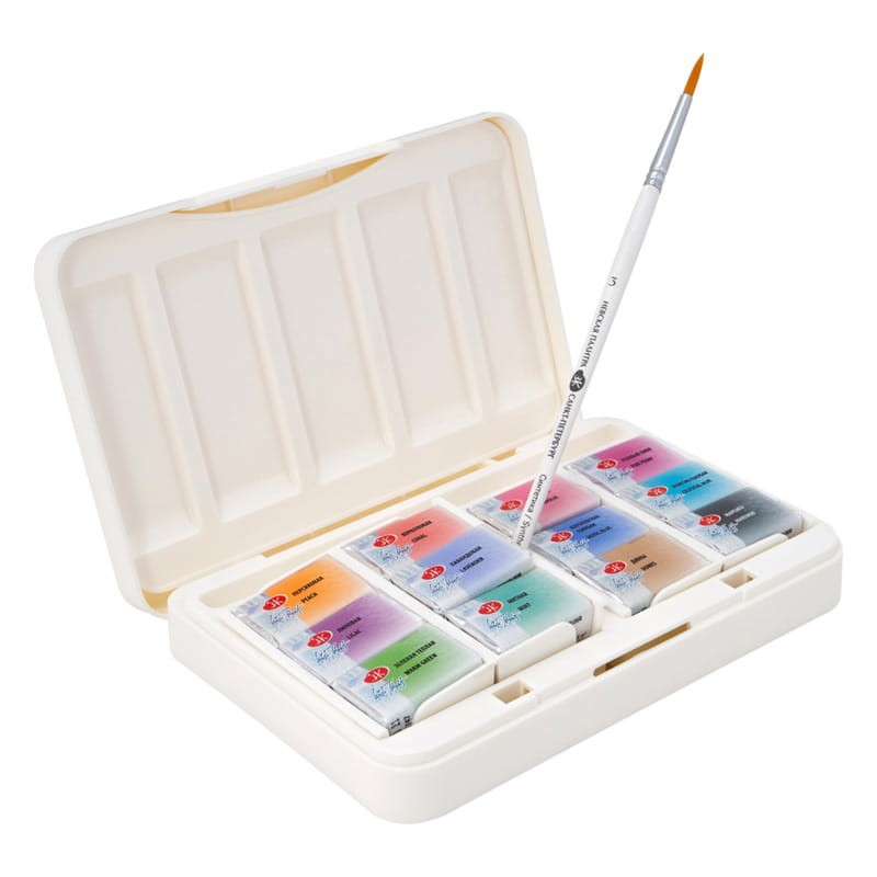 Akwarele Białe Noce w kostkach zestaw Pastel 12 szt. plastikowa kaseta 02
