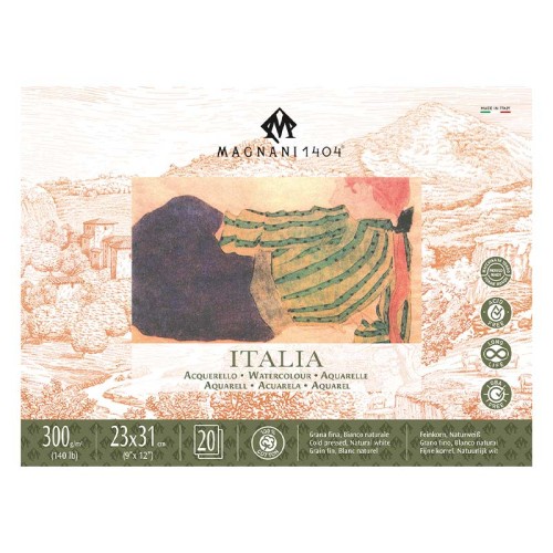 Blok do akwareli Magnani Italia Cold Press 100% bawełny - 23 x 31 cm, 300 g, 20 ark.