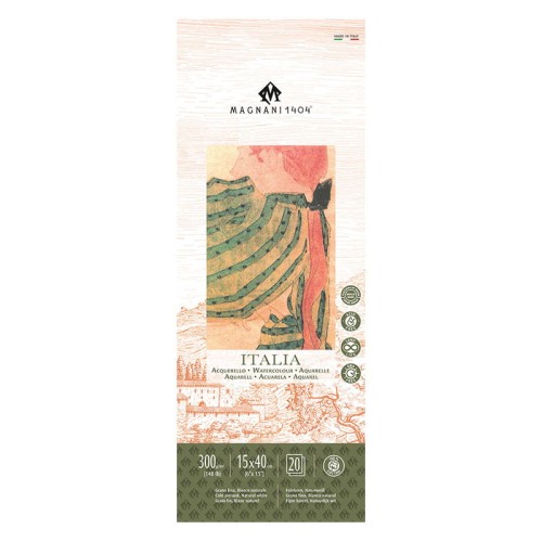 Blok do akwareli Magnani Italia Cold Press 100% bawełny - 15 x 40 cm, 300 g, 20 ark.