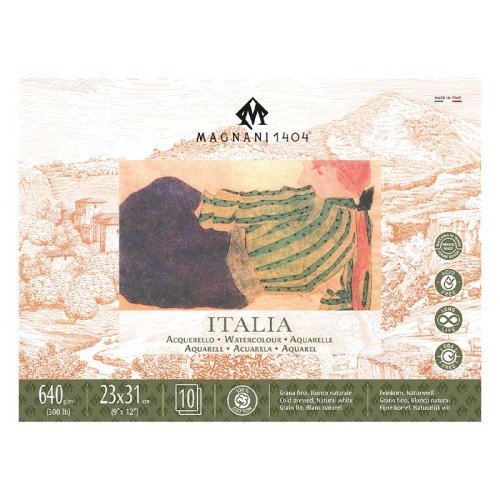 Blok do akwareli Magnani Italia Cold Press 100% bawełny - 23 x 31 cm, 640 g, 10 ark.