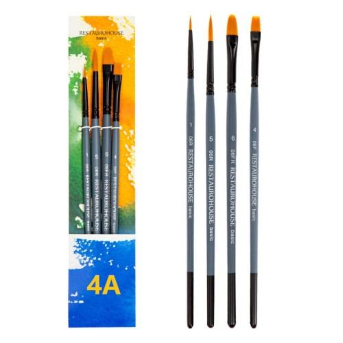 Pędzle syntetyczne Restaurohouse zastaw 4 A Basic Set  - seria 06 
