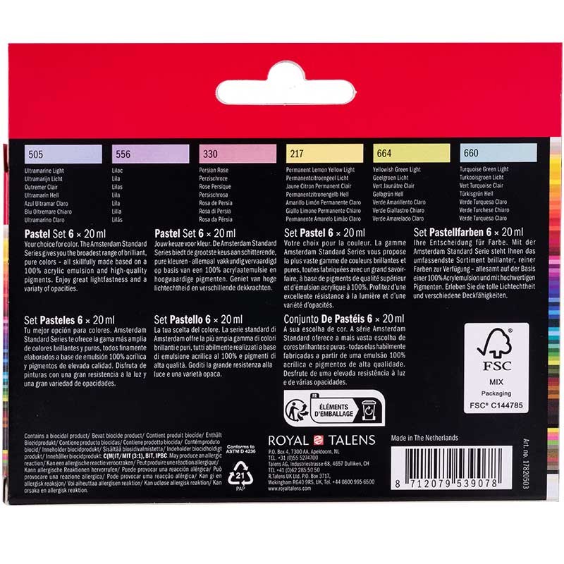 Farby akrylowe Amsterdam zestaw 6 x 20 ml Pastels 06