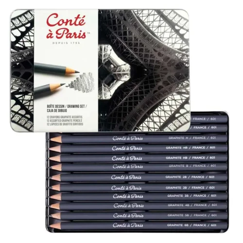 Zestaw ołówków Conté à Paris The Drawing Set - 12 szt., 3H-6B
