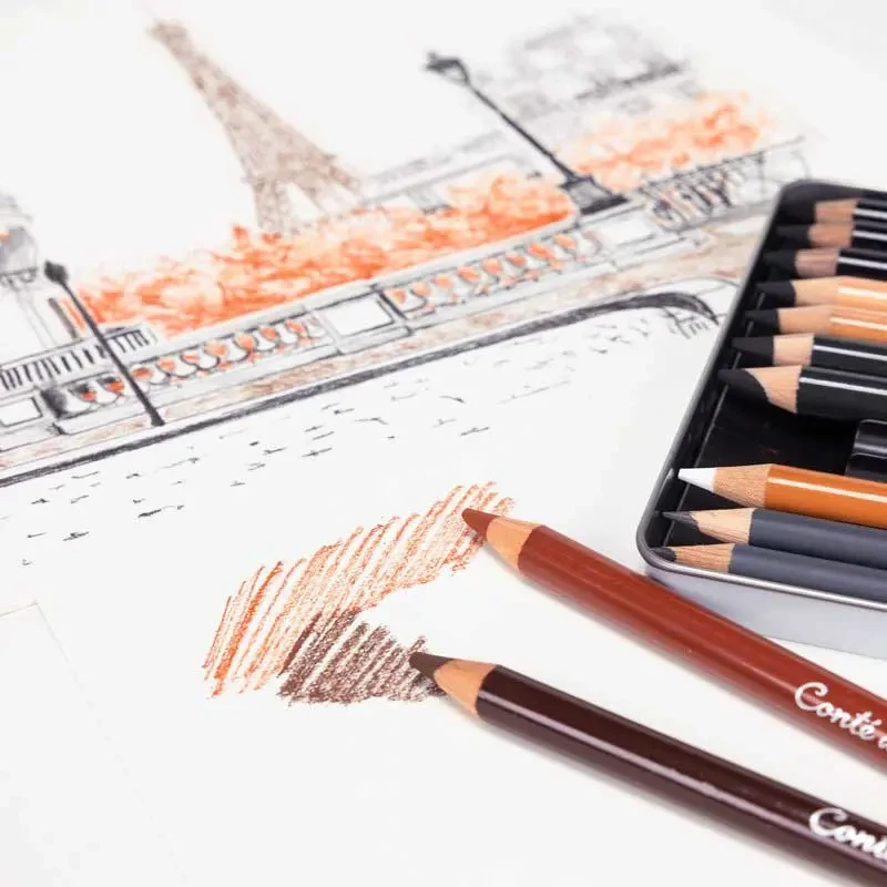Zestaw rysunkowy Conté à Paris Sketching and drawing set - 12 szt.03