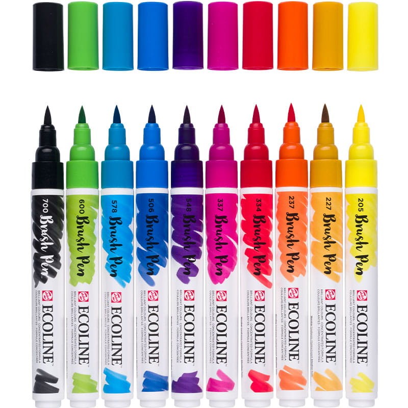 Markery Ecoline Brush Pen zestaw 10 szt. Primary 02