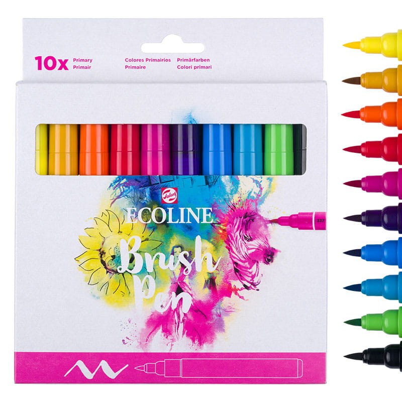 Markery Ecoline Brush Pen zestaw 10 szt. Primary 01