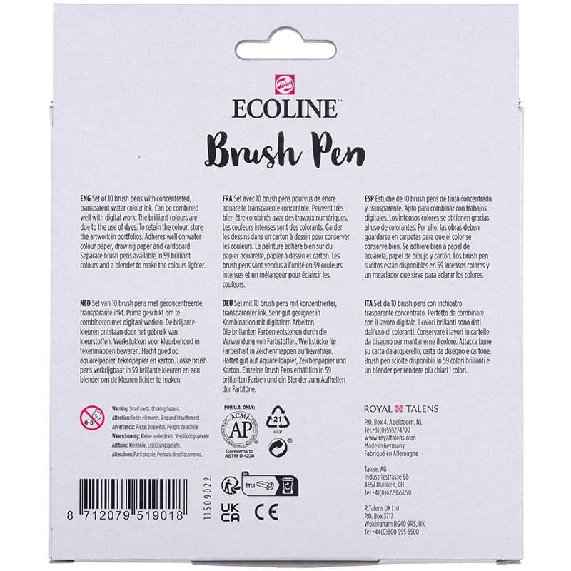 Markery Ecoline Brush Pen zestaw 10 szt. Primary 03