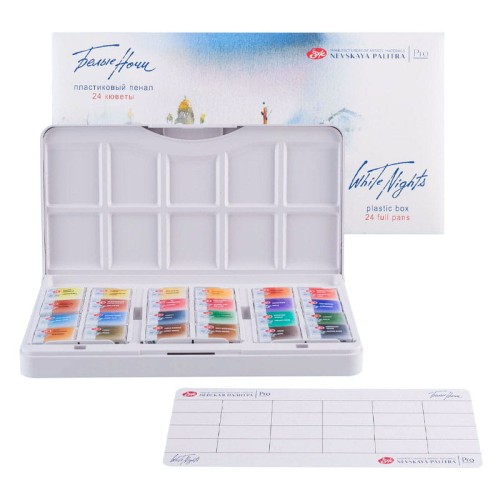 Akwarele Białe Noce w kostkach zestaw 24 szt. plastikowa kaseta Pro