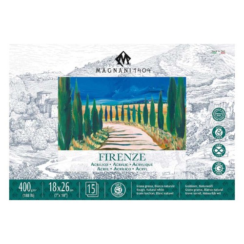 Blok do farb akrylowych Magnani Firenze - 18 x 26 cm, 400 g, 15 ark.