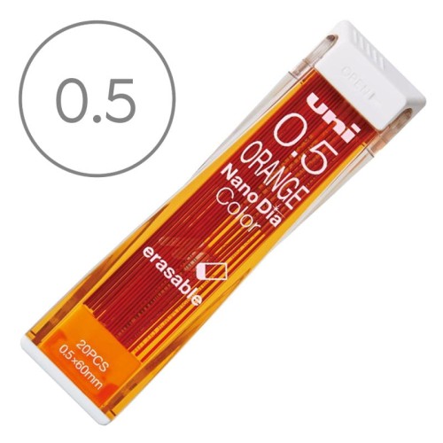 Wkłady grafitowe do ołówka automatycznego Uni Nano Dia Color 0,5 mm - Pomarańczowe