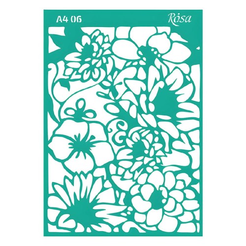 Szablon samoprzylepny A4 Rosa - 0006 Ornamenty kwiatowe