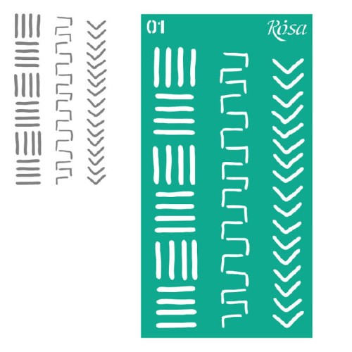 Szablon samoprzylepny 9 x 17 cm Rosa - 0001 elementy geometryczne