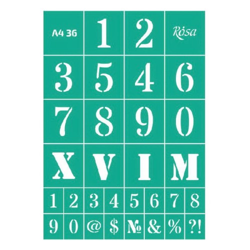 Szablon samoprzylepny A4 Rosa - 0036 liczby