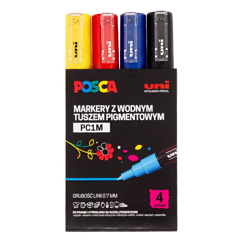Zestaw markerów POSCA PC-1M zestaw - 4 szt