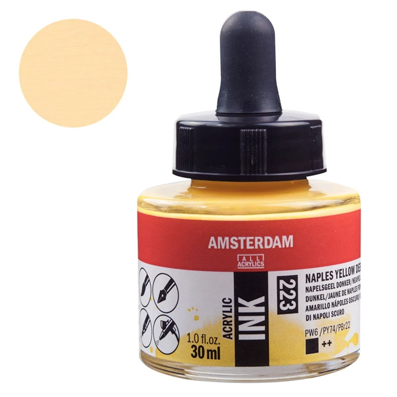 Tusz akrylowy Amsterdam Acrylic Ink 30 ml Talens 223 Naples Yellow Deep 01